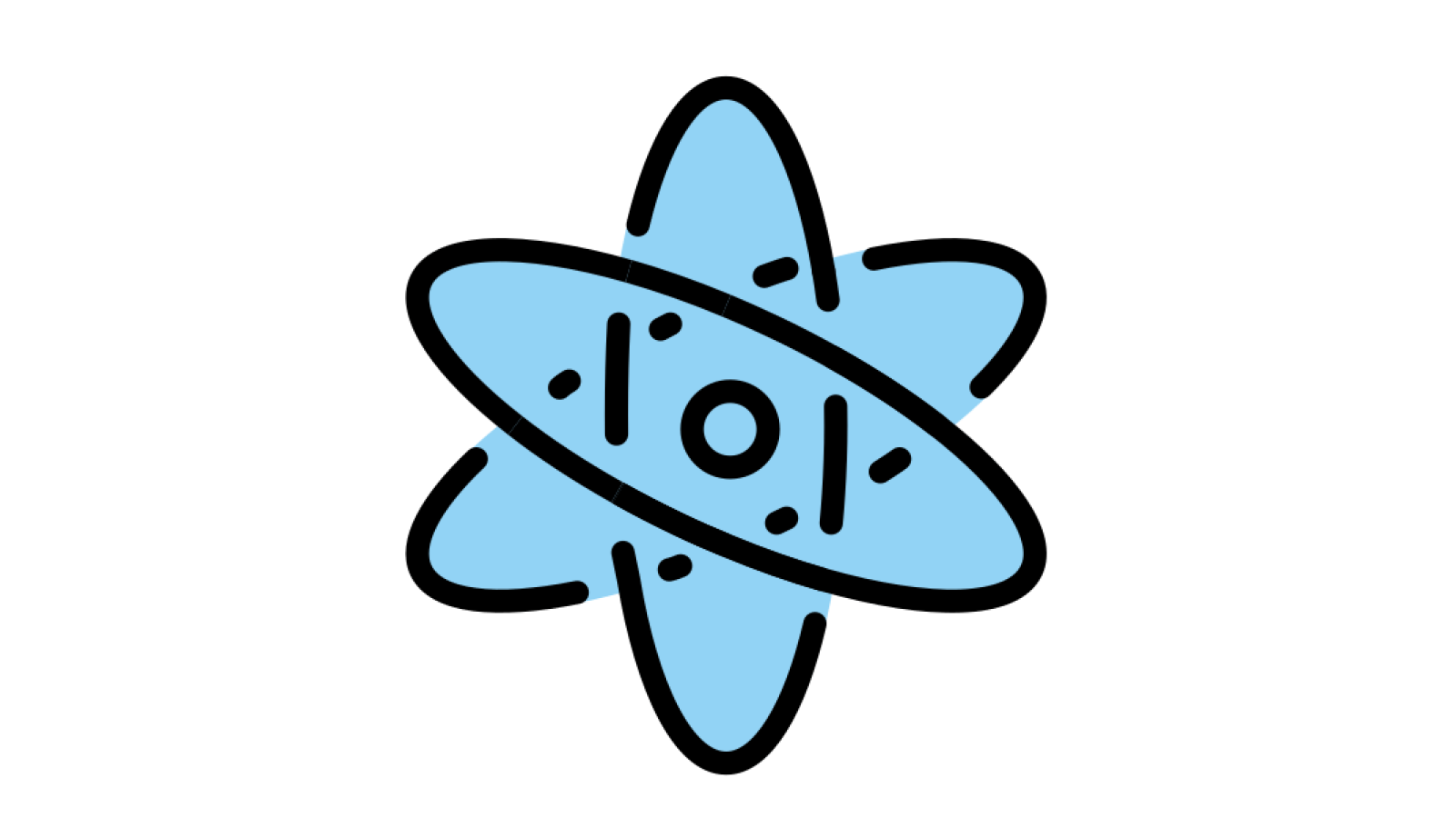 A cartoon illustration of an atom